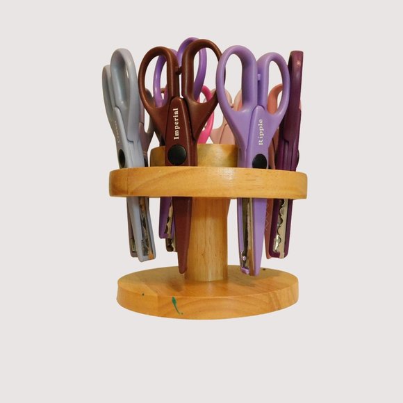 10 Paper Shapers Wood Stand Decorative Scissors Arts Crafts Scrapbook - Picture 3 of 13